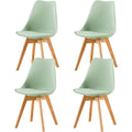 Lot de 4 chaises scandinaves vert glace avec assise rembourree, pieds en hetre massif et style retro pour salle a manger