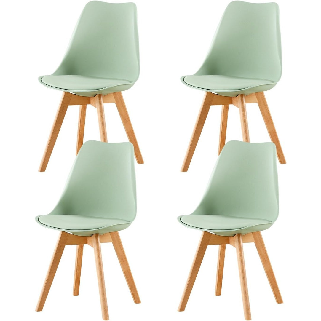 Lot de 4 chaises scandinaves vert glace avec assise rembourree, pieds en hetre massif et style retro pour salle a manger