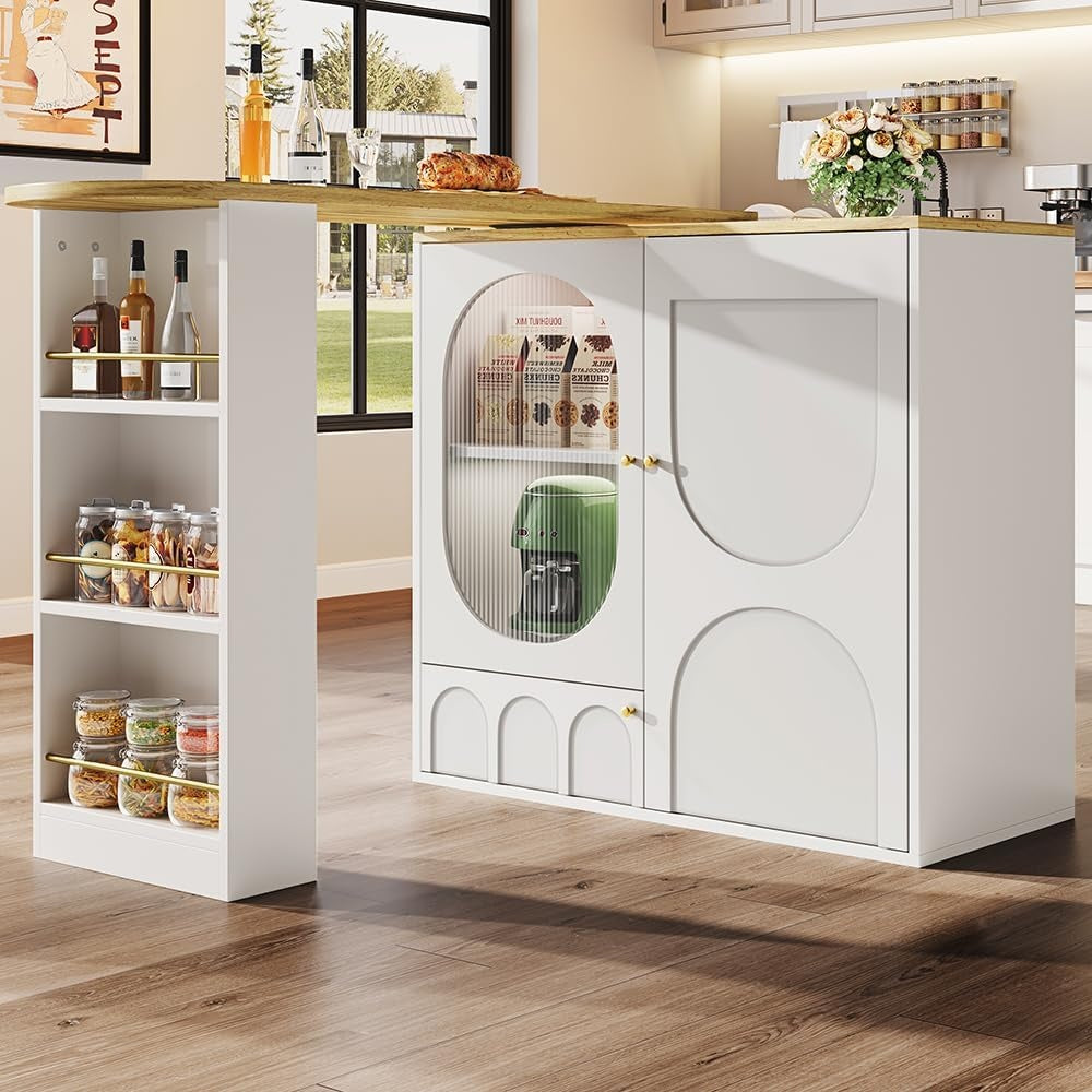 Bar pivotant blanc 360 degres avec rangements modulables, cloisons amovibles et espace cafe pour interieur contemporain