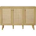Buffet cannage avec 3 portes et etageres reglables, meuble de rangement polyvalent pour salon salle a manger ou cuisine, 40 x 120 x 82 cm