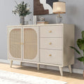 Meuble polyvalent blanc creme 120 x 40 x 82,5 cm avec portes et tiroirs, ideal comme buffet, meuble TV ou rangement de salon
