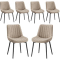 Ensemble de six fauteuils de repas en velours kaki avec mousse epaisse et pieds metalliques antiderapants