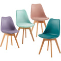 Lot de 4 chaises scandinaves colorees au style retro, assises confortables pour salle a manger