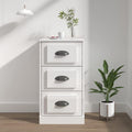 Petit buffet blanc brillant 67 cm en contreplaque, meuble polyvalent pour salon cuisine ou salle de bain