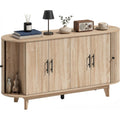 Buffet ovale chene 147 cm avec six portes et rangement elegant pour salon
