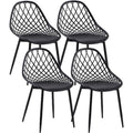 Lot de 4 chaises scandinaves noires avec pieds metalliques, siege confortable pour salle a manger cuisine ou salon