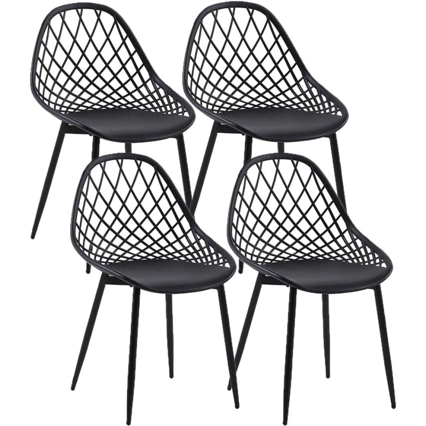 Lot de 4 chaises scandinaves noires avec pieds metalliques, siege confortable pour salle a manger cuisine ou salon