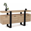 Buffet moderne 160 cm finition bois et noir avec quatre espaces de rangement fermes