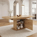 Table ovale extensible 140 a 200 cm avec tiroir integre et rangement pratique, finition chene naturel