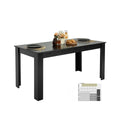 Table noire rectangulaire 160 cm en bois robuste, adaptee aux repas ou au travail