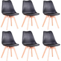 Lot de 6 chaises scandinaves noires avec pieds en bois massif, dossier ergonomique et conception confortable pour maison