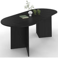 Table ovale extensible pour six a dix personnes, plateau ajustable 160 a 200 cm, design noir et bois contemporain