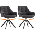 Deux chaises pivotantes grises avec accoudoirs, tissu confortable et pied metallique polyvalent